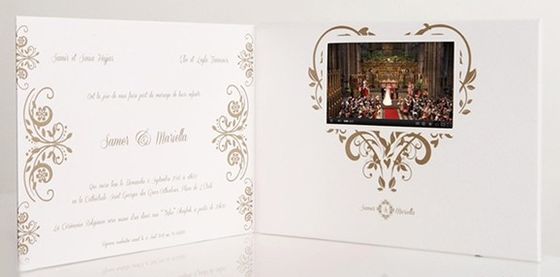 VIDEO IN FOLDER rechargeable battery bespoke video wedding invitations card with 512MB memory