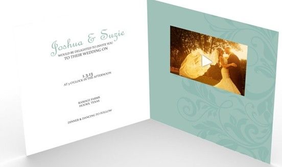VIDEO IN FOLDER rechargeable battery bespoke video wedding invitations card with 512MB memory